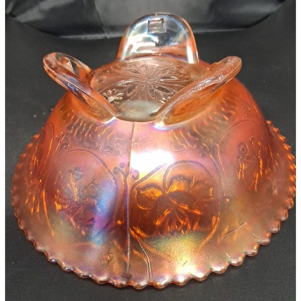 Carnival Glass Bowl  on‎ Pedestal with Dragon and Lotus pattern